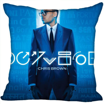 

Chris Brown Pillow Cover Bedroom Home Office Decorative Pillowcase Square Zipper Pillow Cases Satin Fabric No Fade