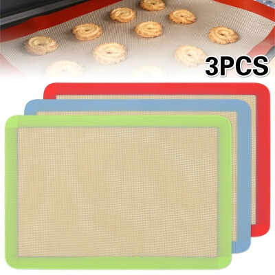 

3Pcs Silicone Baking Mat Baking pads Non-Slip Washable Reusable Heat Resistant Easy to Clean Baking Sheet