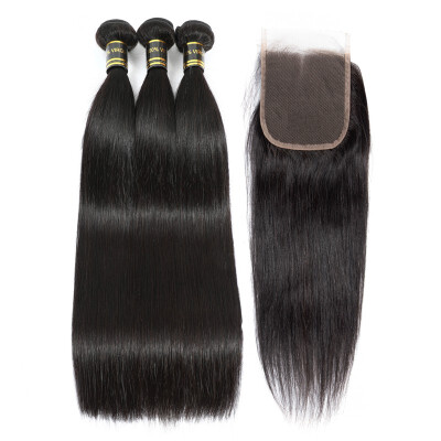 

Amazing Star Virgin Brazilian Hair Bundles with Closure Straight Hair with Closure Human Hair with Closure Free Part