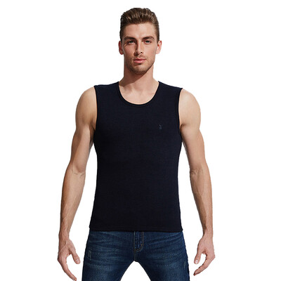 

Playboy PLAYBOY Mens Dongli velvet warm vest warm vest men plus velvet thick wide shoulder round neck bottoming cotton sleeveless underwear vest Tibetan blue L