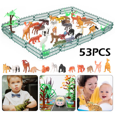 

53 Pcs Wild Animals Figures Toy Kids Children Toys Gift Zoo Safari Farm Playset