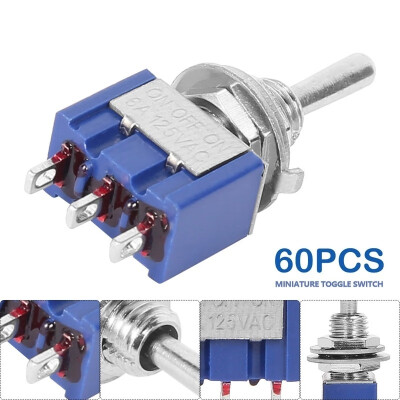 

204060PCS Blue Mini 3-pole SPDT Miniature Toggle Switch AC 6A 125V Switch