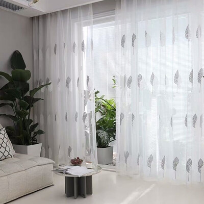 

White European Style Curtain Cotton Embroidered Curtains Europe Floral Tulle for Living Room Bedroom