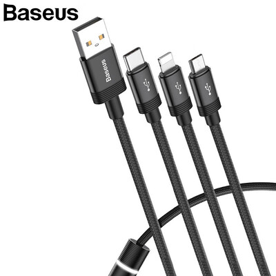 

Baseus 3 in 1 USB Cable 35A fast charging Micro Type-c Lightning Data cable for Phone Charger&data Transfer