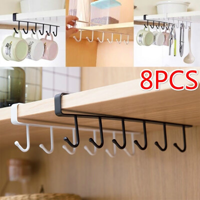 

1248Pcs Shelf Storage Clothes Hanging Wardrobe Kitchen Organizer Cup Holder Glass Mug Holder 6 Hooks Storage Rack