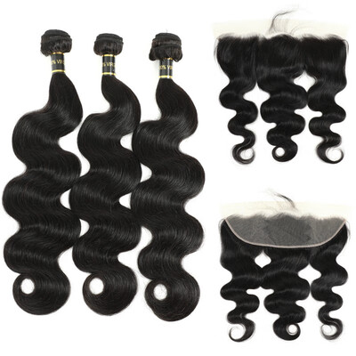 

Amazing Star Brazilian Virgin Hair Body Wave Bundles with Frontal Brazilian Human Hair with Frontal 13x4 Inch Free Part