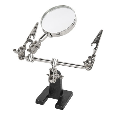 

5x Portable Clip-on Metal Holder Three-hand Magnifier Magnifying Glass Lens For Jeweler Coins Stamps