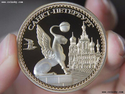 

40MM Church of the Savior on Bloodn gold plated Souvenir Coin RUSSIA