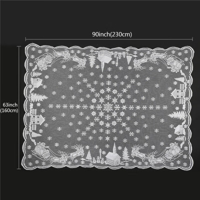 

Christmas Wedding Decoration Tablecloth Snowflake Elk Lace Table Cloth Glass Table Cover Polyester Christmas Room Wedding Decor