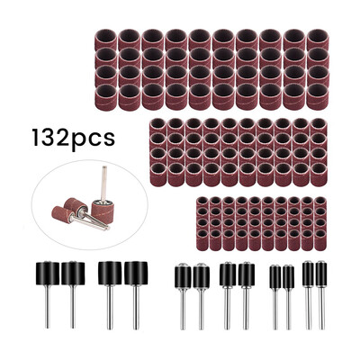 

132 Pcs Sanding Drum Kit For Nail Drill Bits Dremel Accessories Rotary Tool