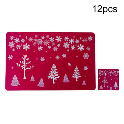 

Christmas Placemat Set Winter Kitchen Table Mat Holiday Home Decorations 6 Placemats And 6 Coasters Table Accessories