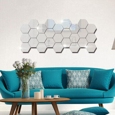 

48-Pc Acrylic Mirror Effect Tile Wall Sticker-Room Decor