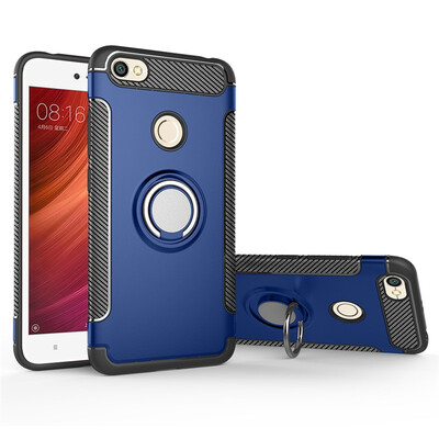 

Back Cover For Xiaomi Redmi Note 5A Prime Case Car Holder Stand Hard PC Silicon Ring Suction Bracket