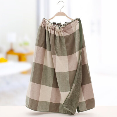 

Plaid Women Cotton Bath Towel Super Absorbent Bath Gown Bath Robe Bathrobe Body Spa Bath Wrap Towel