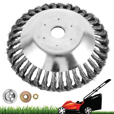 

8" Steel Wire Wheel Brush Grass Trimmer Head Weed Cleaning Garden 3Accessories
