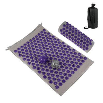 

Willstar Acupressure Mat Lixada&Pillow Set for BackNeckFeet Pain Massage GreyPurple Set