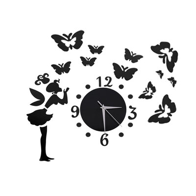 

Willstar 3D Acrylic Wall Clock DIY Digital Mirror Wall Clock Wall Sticker-Black