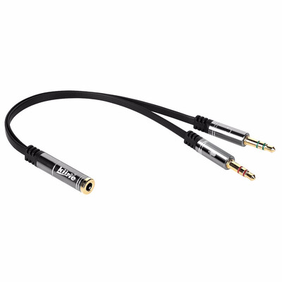 

Kiirie Gold Plated 35mm Headset Splitter 1Pack 20CM Stereo Female to 2 Male Y-Splitter Aux Cable