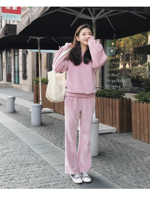 

Womens fashion 2018 new spring&autumn tide double-ply two-piece body-slimming suit with a thin head sweater