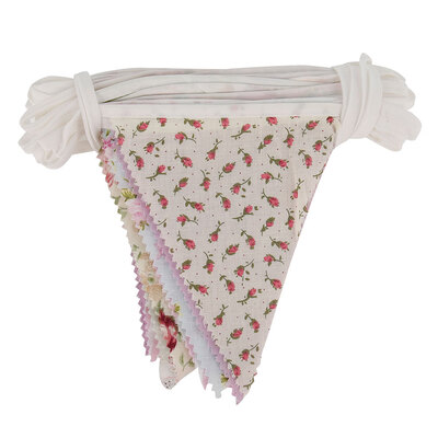 

Willstar Fabric Bunting Banner Floral Vintage Reusable Cotton Triangle Flag Garland Decoration
