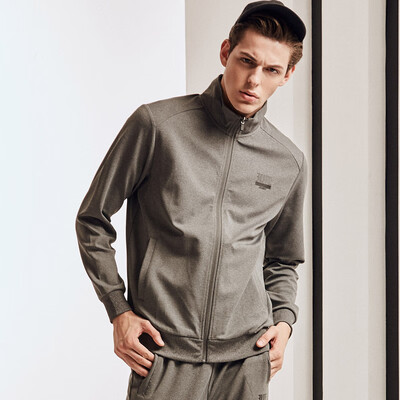 

361 degrees mens 2018 new sports suit winter new open sweater trousers two-piece set 651744902-2 deep flower gray L