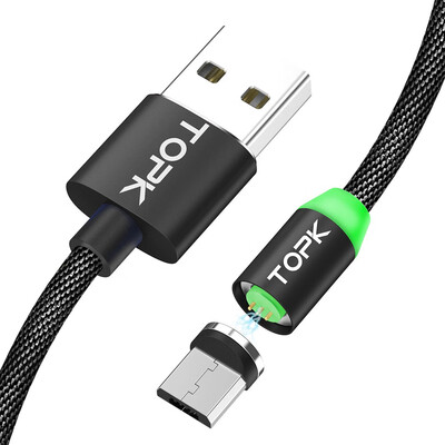 

TOPK Newest Upgraded LED Magnetic Cable Micro USB Cable Fast Charging Data Sync For Samsung Galaxy S7 Microusb Phone Cables