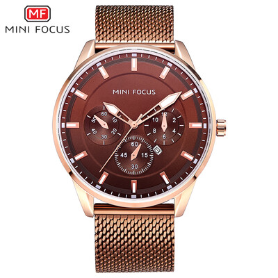 

MINI FOCUS MF0178G Men Watch Quartz Stainless Steel Strap Simple Wristwatch Time Display Fashion Casual 3ATM Waterproof Luminous H