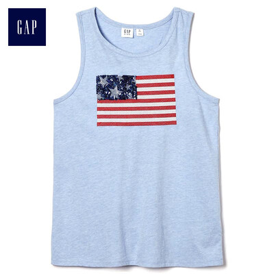 

GAP flagship store childrens clothing girls summer sequins pattern soft striped vest 306497 light blue 120cm S