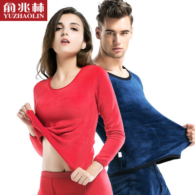 

Yu Zhaolin thermal underwear men&women couple plus velvet thick gold velvet round neck suit autumn clothes long pants cotton female - China Red