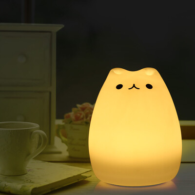 

Color Changing Silicone Cat Night Light Baby Nursery Bedside Lamp