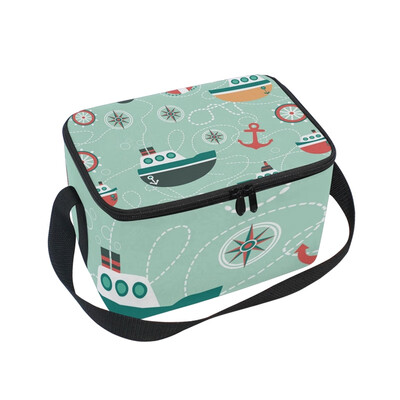 

ALAZA Insulated Lunch Box Little Ship Lunch Bag for Men Women Portable Tote Bag Cooler Bag