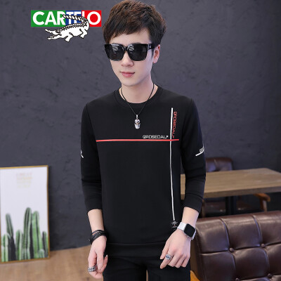 

CARTELO T-shirt 2019 spring new mens fashion trend striped round neck pullover long-sleeved T-shirt 211-1-W86 black M