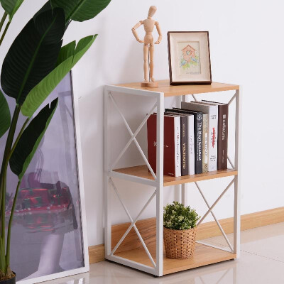 

3 Tier Wood X-Frame End Table - Light BeechWhite