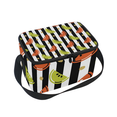 

ALAZA Insulated Lunch Box Colourful Fruit With Gold Dot Lunch Bag for Men Women Portable Tote Bag Cooler Bag