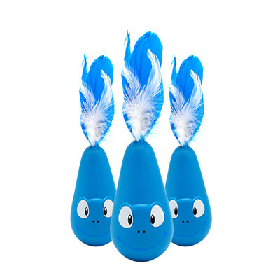 

Pet easy to make funny cat toy feathers funny cat electric tumbler automatic funny cat toy frog tumbler cat toy blue