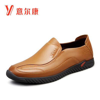 

Yierkang mens trend retro British wind round head wild sets of feet casual shoes 9111ZR97351W earth yellow 40