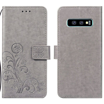 

Samsung Galaxy S10 Lite Lucky Clover Embossed Leather Case - Grey