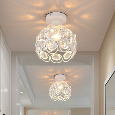 

Everflower Retro Metal Crystal Hollow Semi Flush Mount Ceiling Light with 1 E26E27 Bulb Socket Max 60W Painted Finish