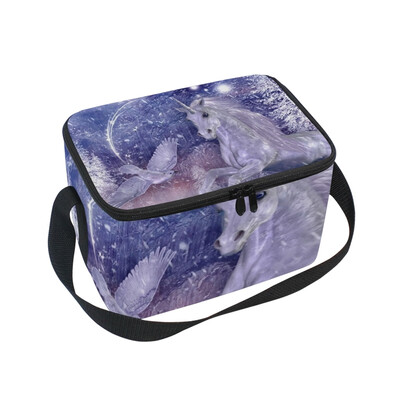 

ALAZA Lunch Box White Unicorn And Bird Insulated Lunch Bag Large Cooler Tote Bagfor Men Women