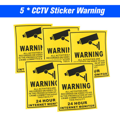 

5pcslot Safurance Waterproof Sunscreen PVC CCTV Video Surveillance Security Camera Alarm Sticker 24 Hour Monitor Camera Warning S