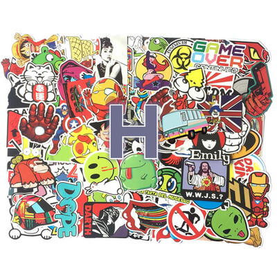 

50pcs Starry Harajuku Stickers Not Repeat Transparent Black White Mixed Waterproof Sticker DIY Decals For Suitcase Motorcycle Skat