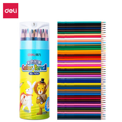 

Deli deli 48 color paper barrels student painting art sketch color lead pencil coloring children color filling pen painting pen set 7074