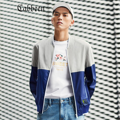 

Carbine mens youth baseball collar casual jacket street tide brand jacket 2019 spring contrast color shirt fashion A navy blue 48170M