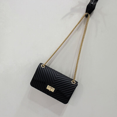 

LKX Fashion Trend Small V Style Jelly Handbag Chain Single Shoulder Satchel Bag Women Clutch Feminina Bolsas Mujer Crossbody Bag