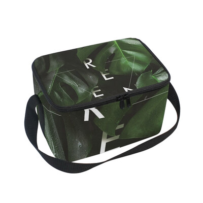

ALAZA Lunch Box Insulated Green Leaf Lunch Bag Large Cooler Tote Bagfor Men Women