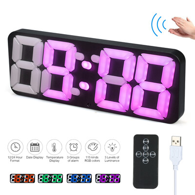 

3D Wireless Remote Digital RGB LED Thermometer Alarm Clock USB Powered Sound Control 115-Color Changing 3-Level Brightness Wall De