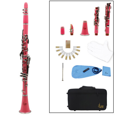 

Clarinet ABS 17 Key bB Flat Soprano Binocular Clarinet with Cleaning Cloth Gloves 10 Reeds Screwdriver Reed Case Woodwind Instrum