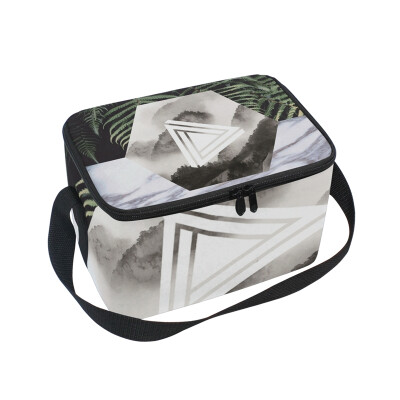 

ALAZA Lunch Box Insulated Art Leaf Marble Lunch Bag Large Cooler Tote Bagfor Men Women