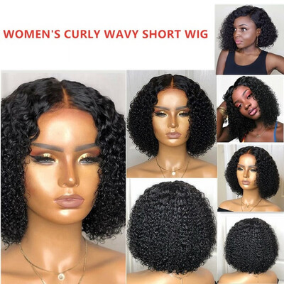 

Willstar Womens Curly Wavy Short Wigs Dark Black Ladies Costume Synthetic Hair
