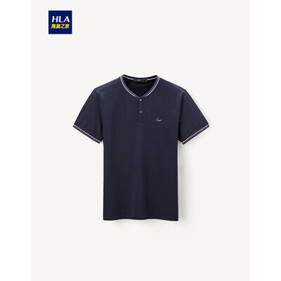 

HLA Haishu House Short Sleeve T-Shirt Male 2019 Summer New Net Color Stand Collar Two Buttons Strap Short THNTBJ2R197A Navy K7 17088A48